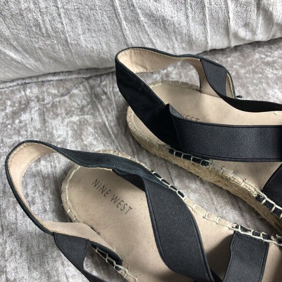 Nine West Boardwalk Sandals black size 9 platform espadrille - Picture 9 of 14